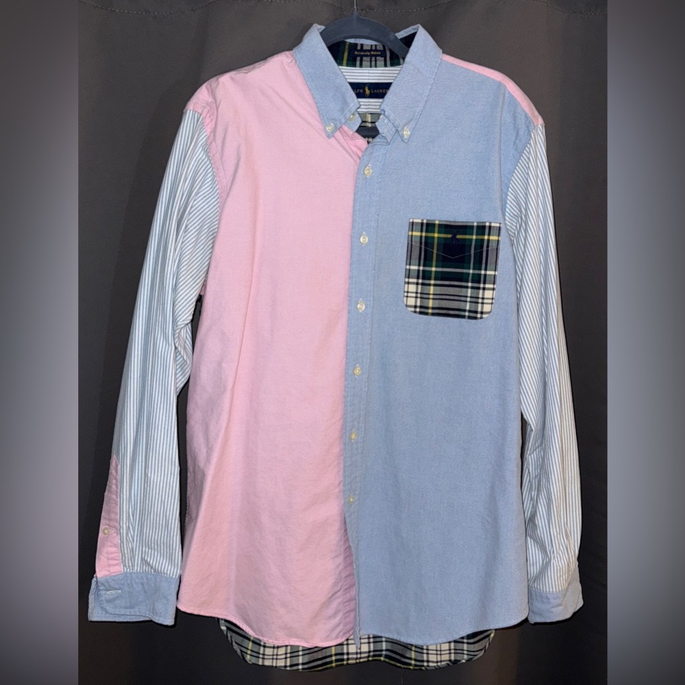 Ralph Lauren University Oxford Patchwork Button-Down Shirt – Size L